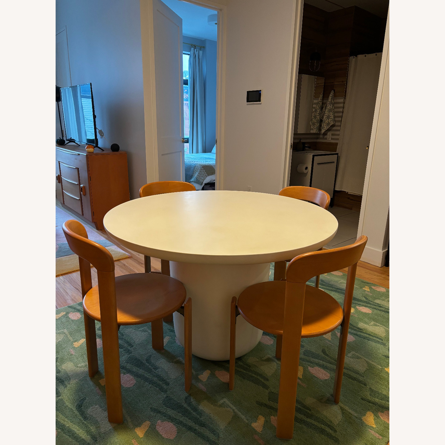 CB2 Lola White Concrete Dining Table - image-1