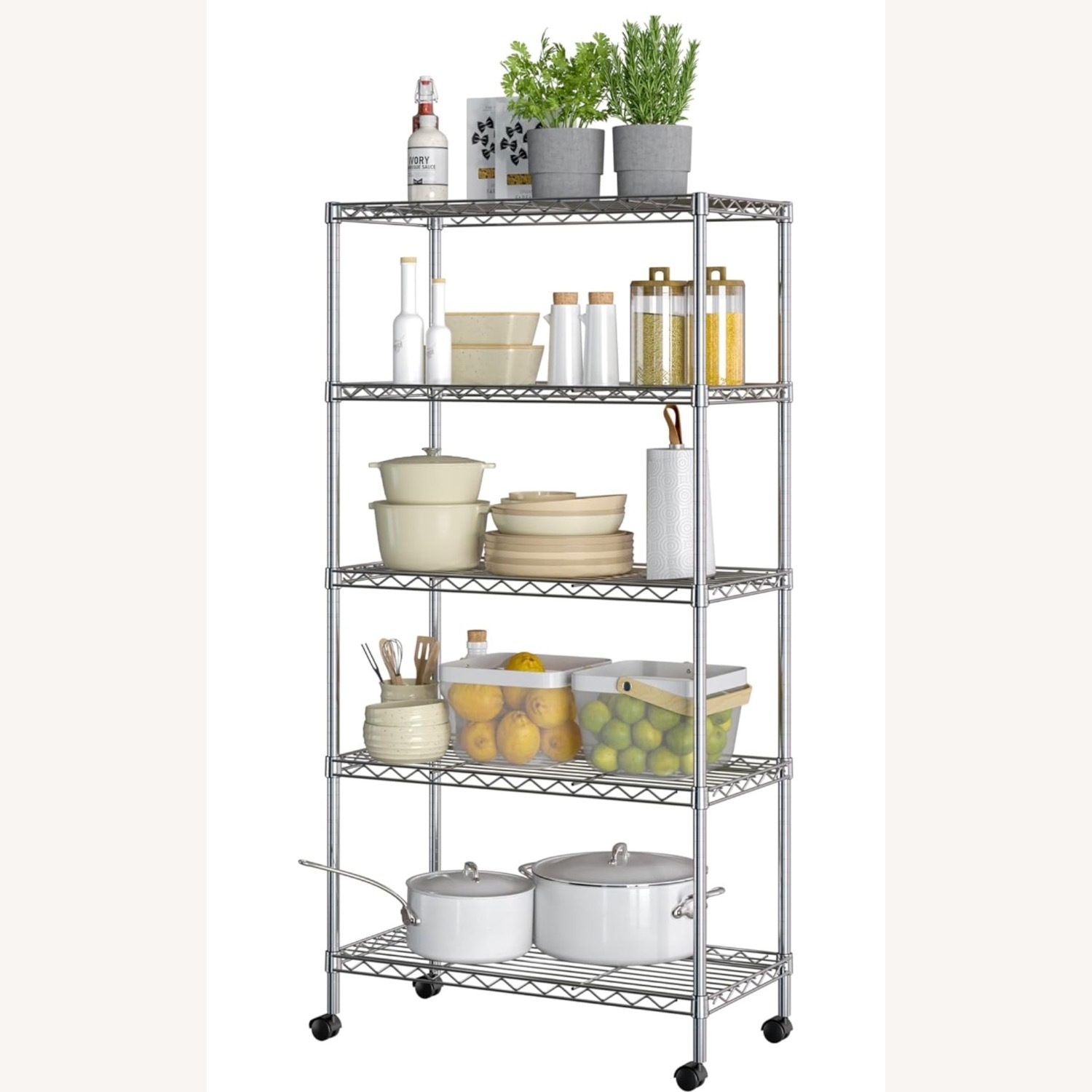 Seville Classics 5-Tier Wire Shelving with Wheels - image-4