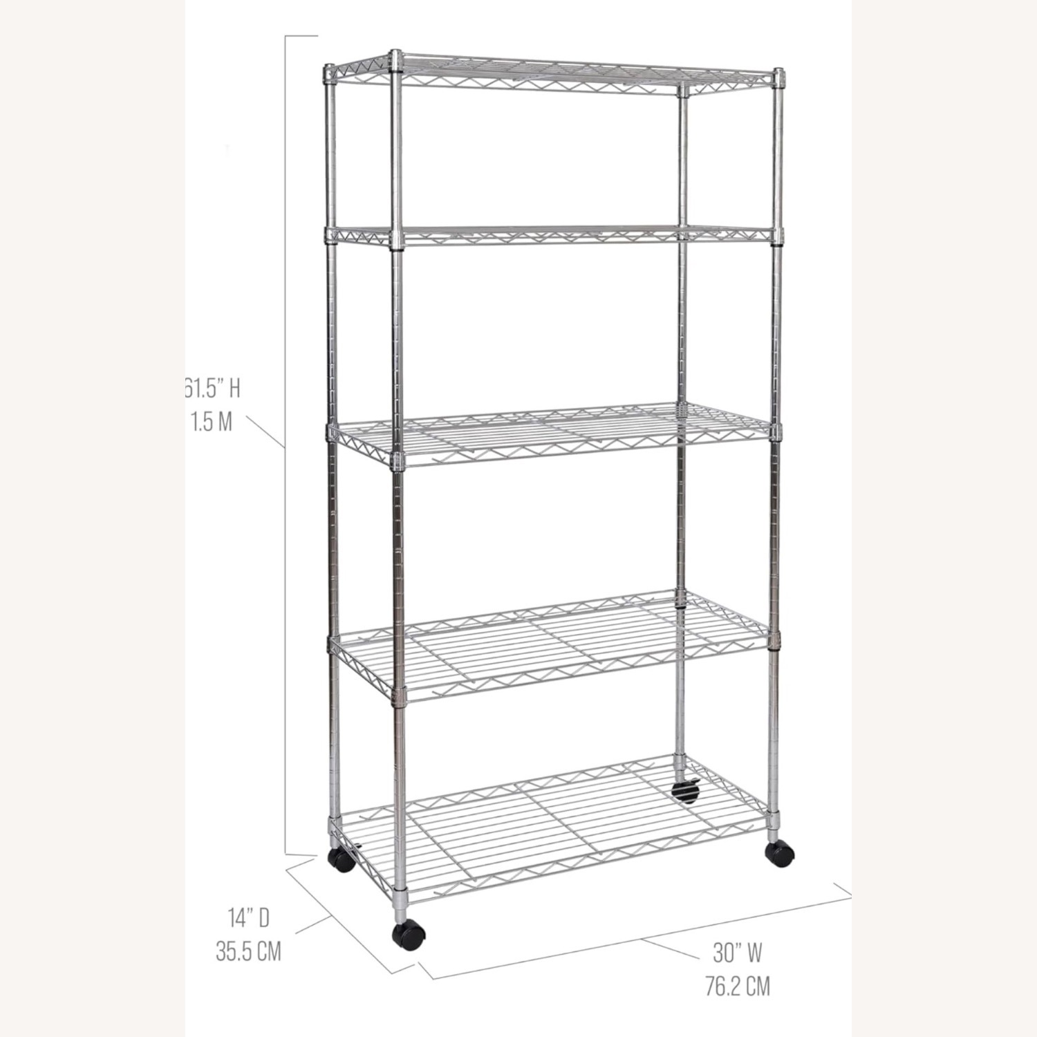 Seville Classics 5-Tier Wire Shelving with Wheels - image-2