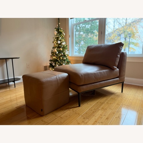 Used EQ3 Light Brown Leather Accent Chairs for sale on AptDeco