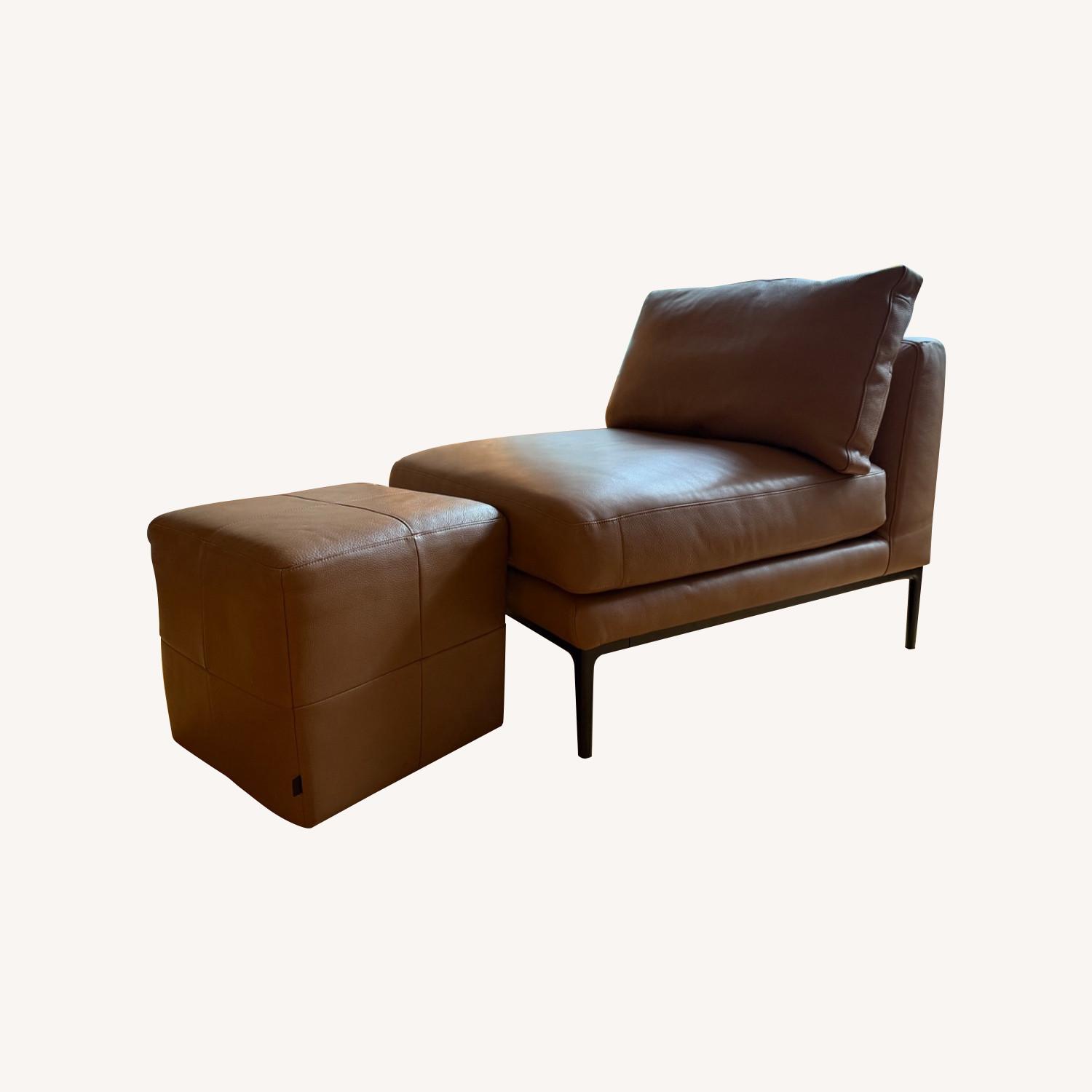 EQ3 Light Brown Leather Accent Chairs - image-0