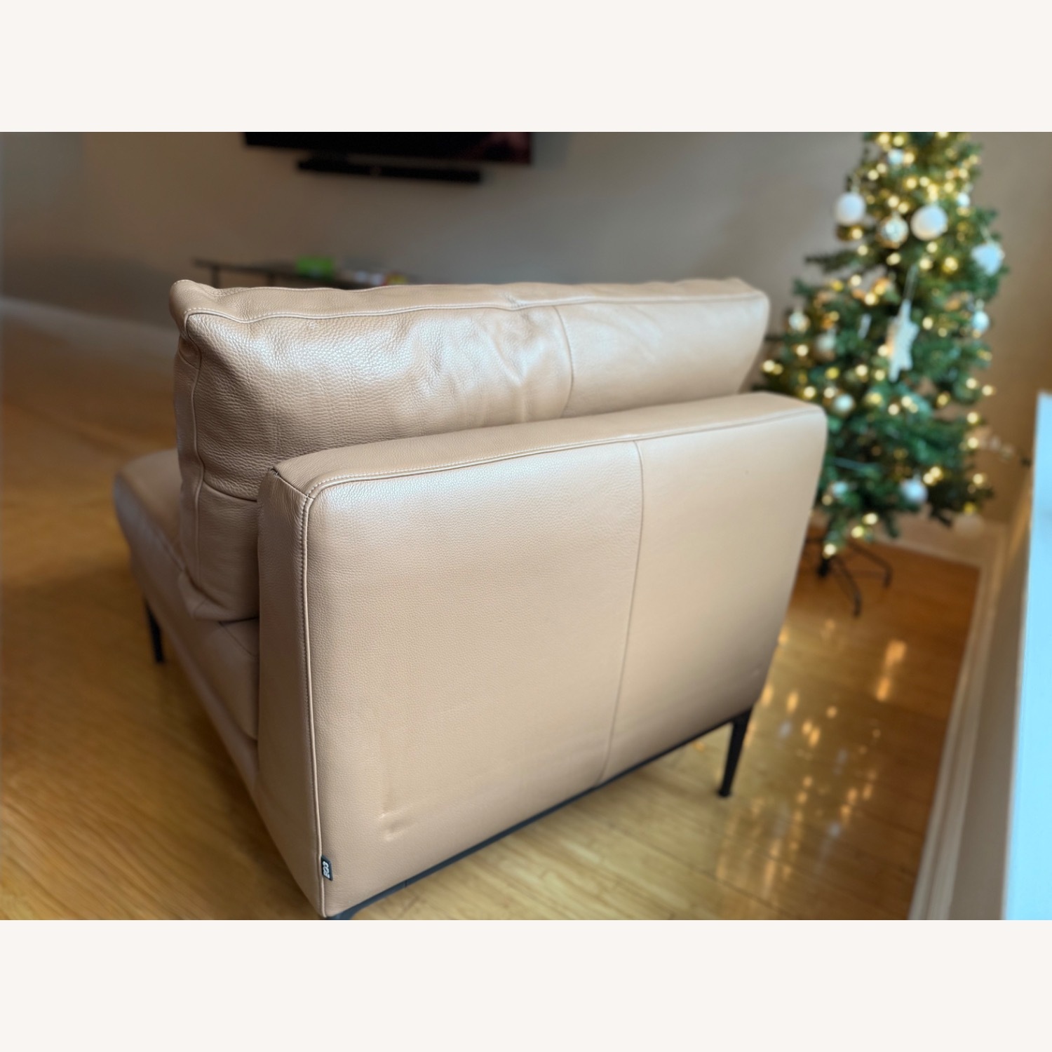 EQ3 Light Brown Leather Accent Chairs - image-4