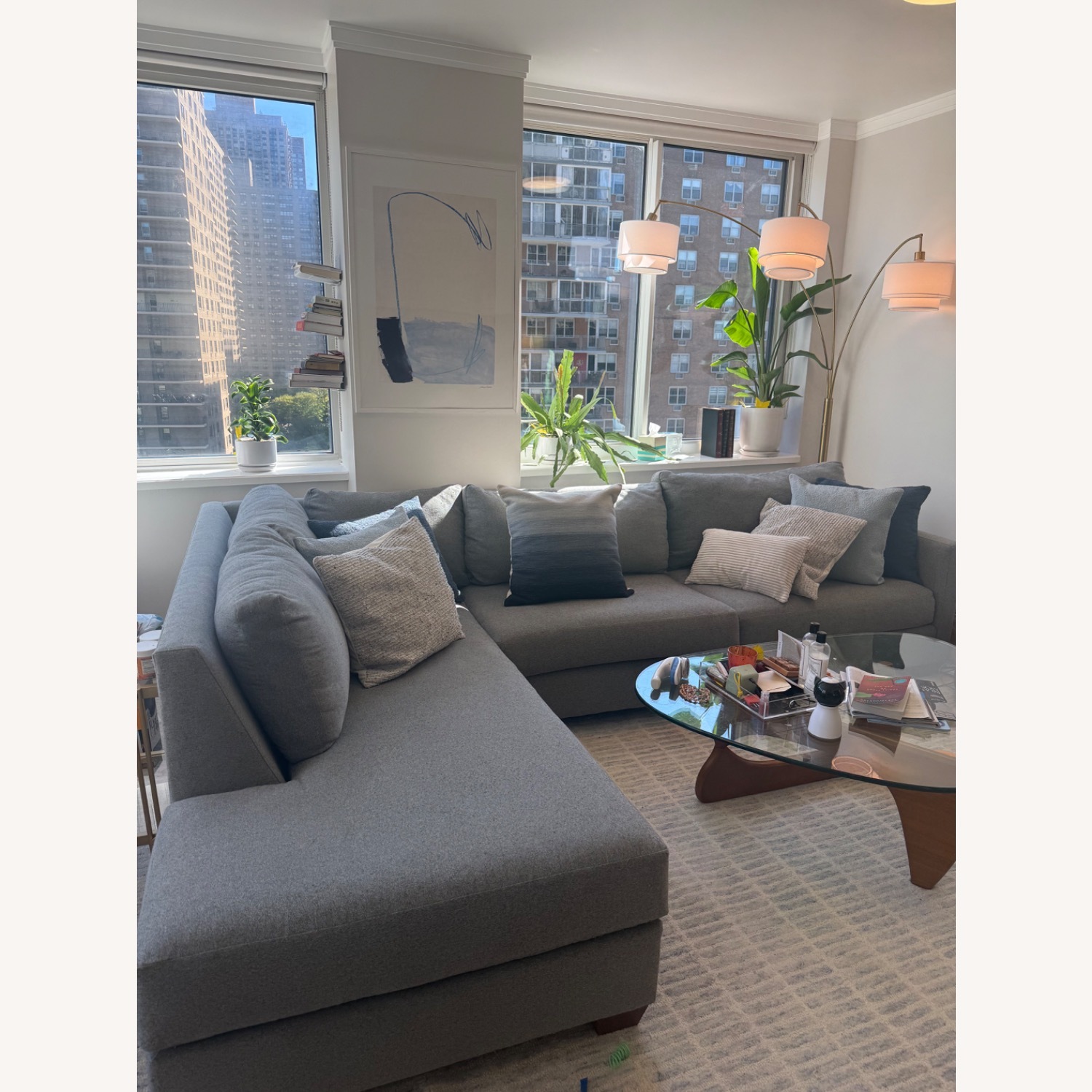 Apt2b Tuxedo Light Gray Fabric 2 Piece Sectional - image-1