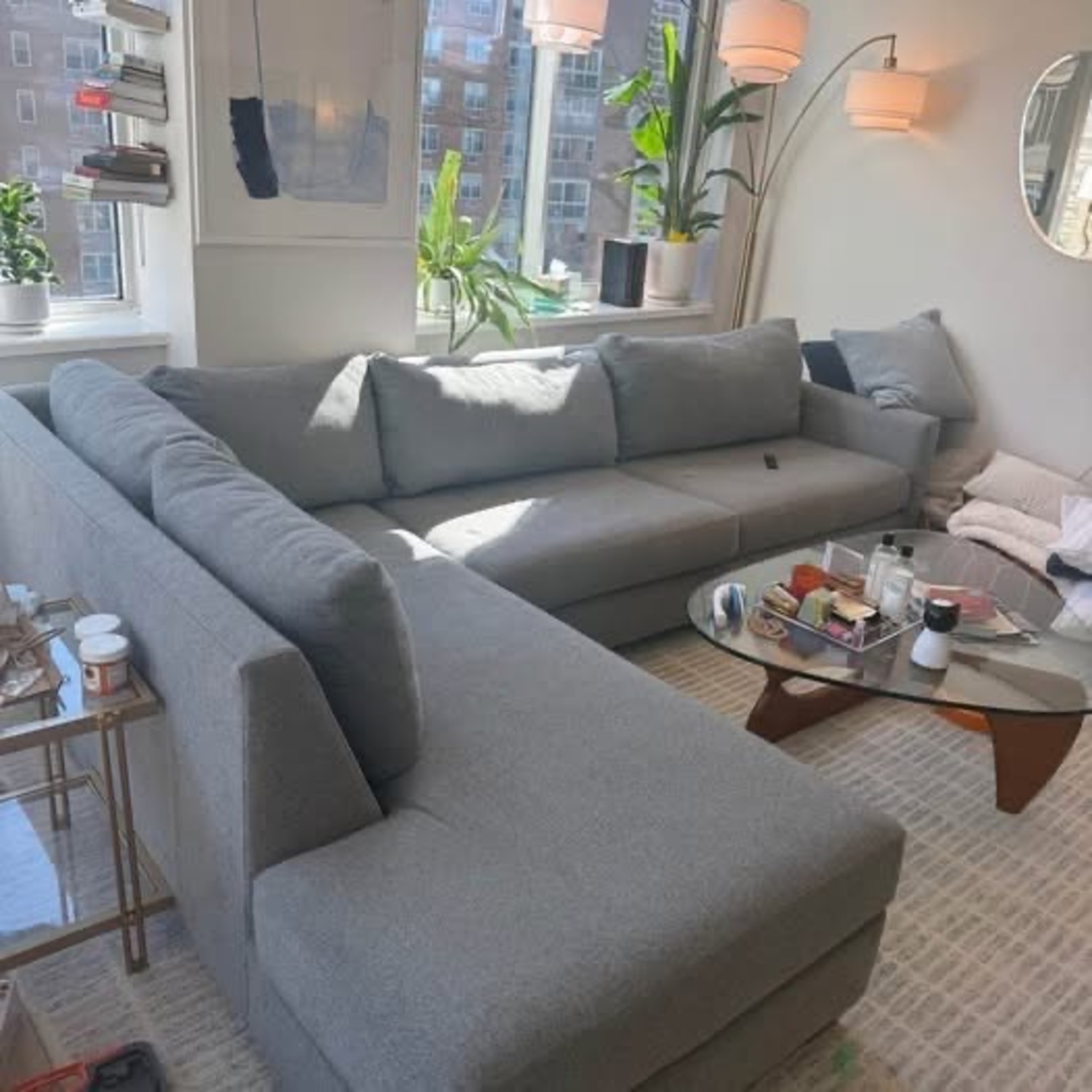 Apt2b Tuxedo Light Gray Fabric 2 Piece Sectional - image-2