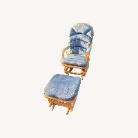 Raymour & Flanigan Blue Ottoman + Chair