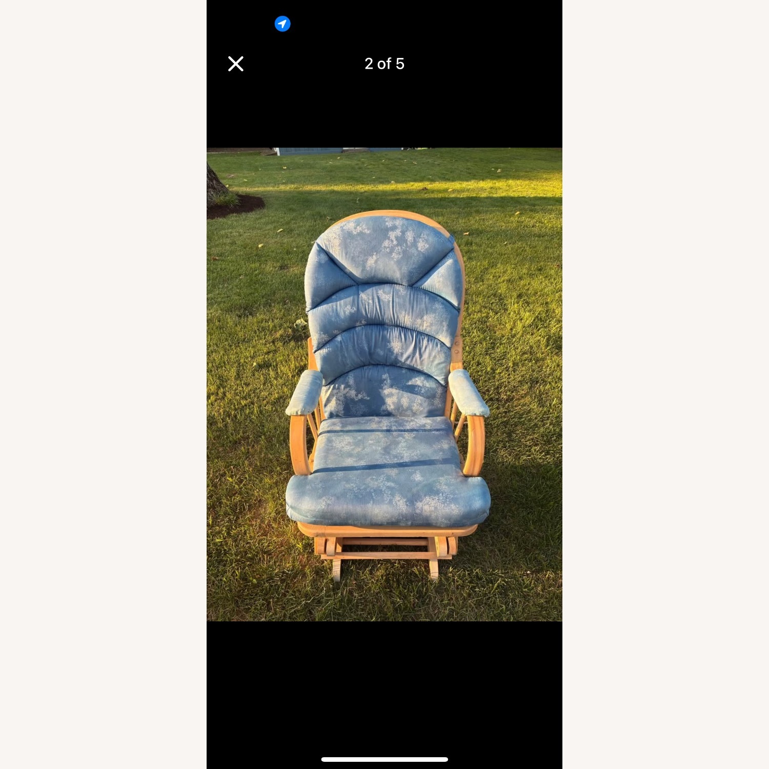 Raymour & Flanigan Blue Ottoman + Chair - image-2