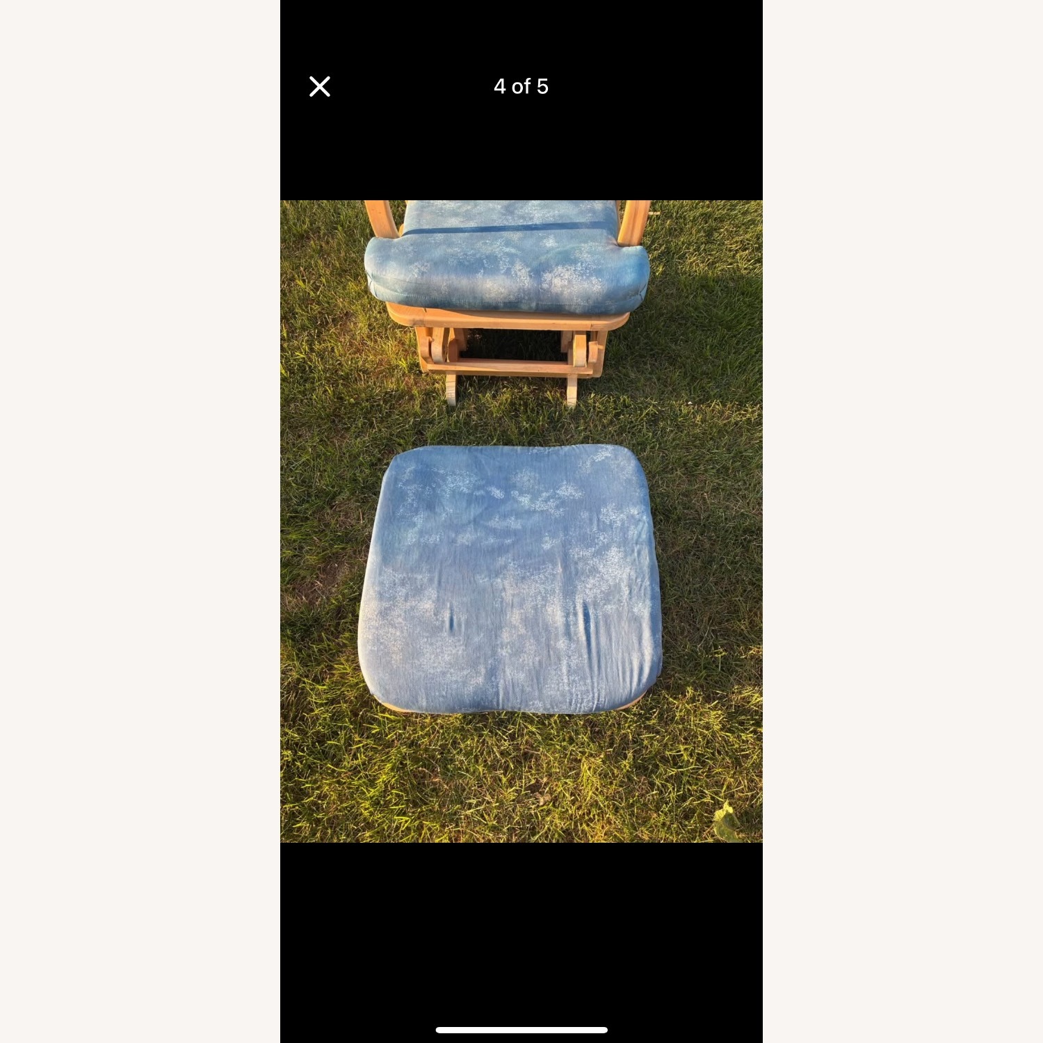 Raymour & Flanigan Blue Ottoman + Chair - image-5