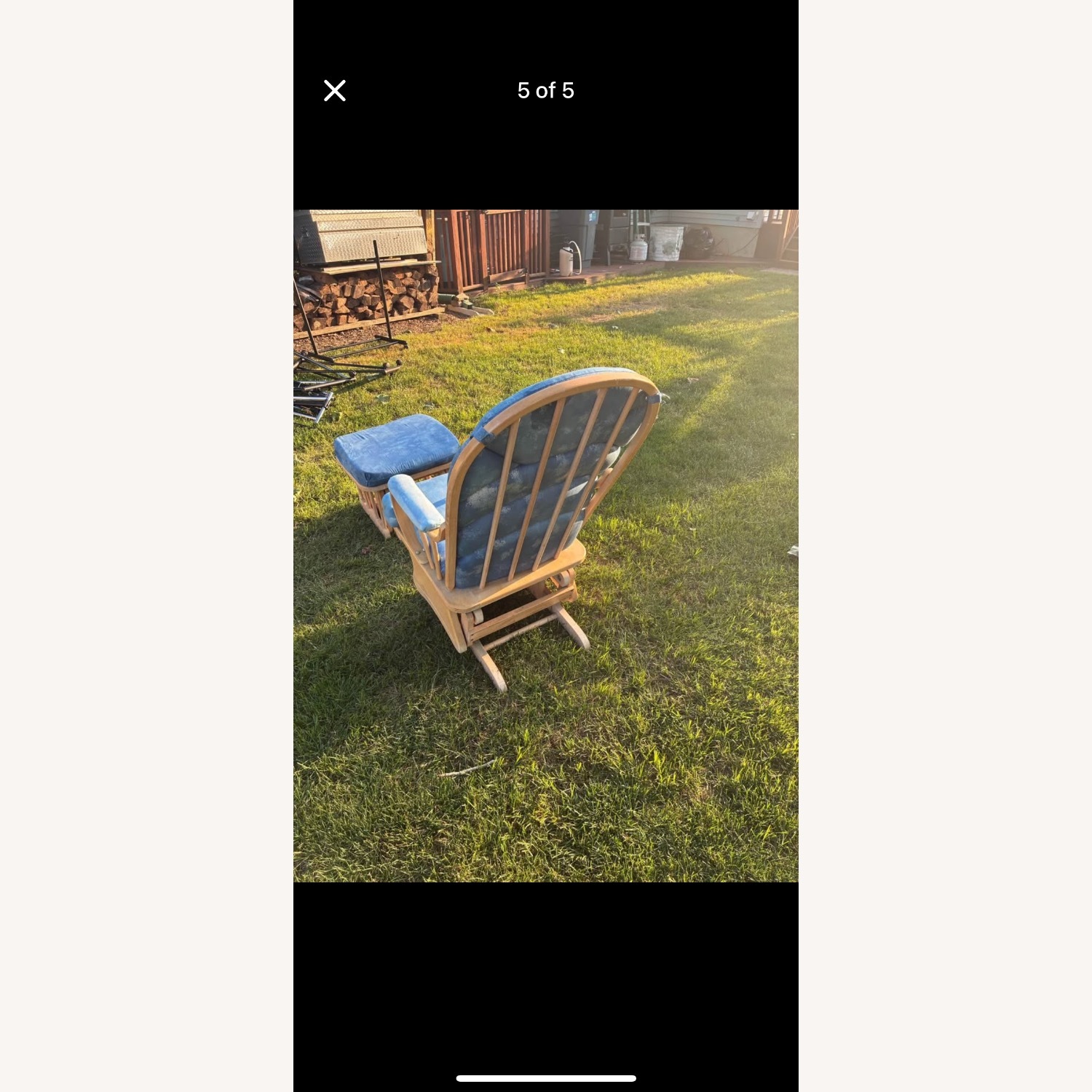 Raymour & Flanigan Blue Ottoman + Chair - image-4