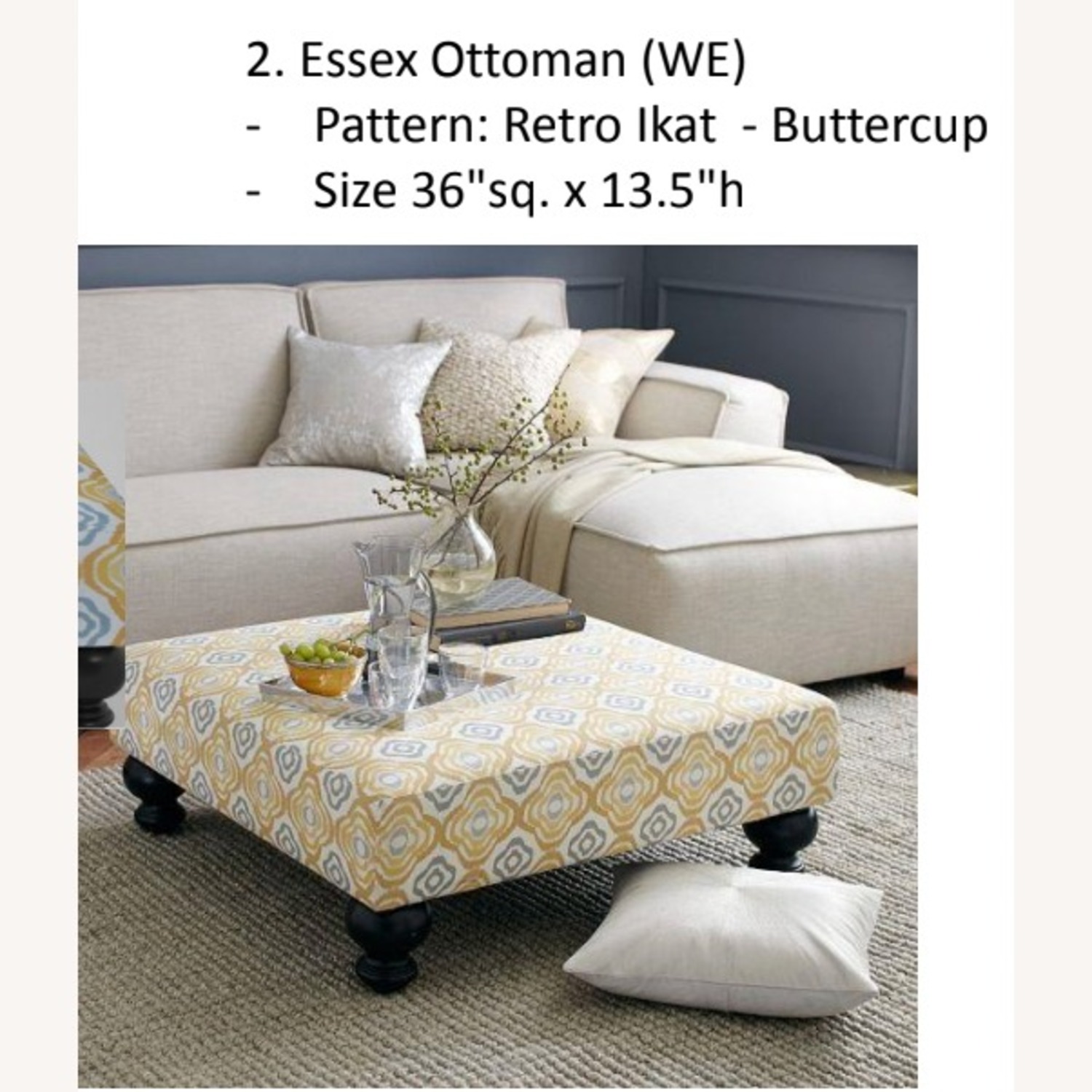 West Elm Essex Gold Ottoman - image-4