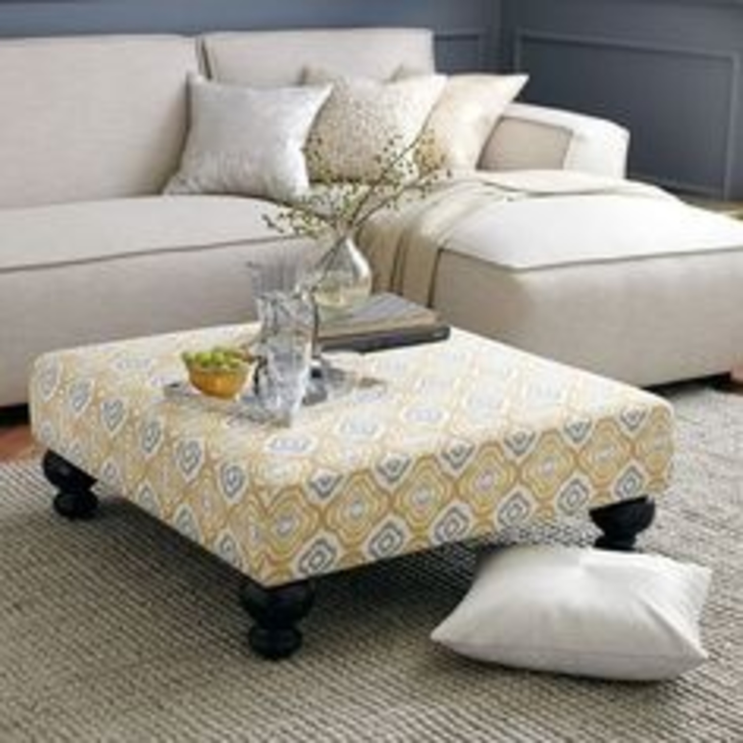 West Elm Essex Gold Ottoman - image-5