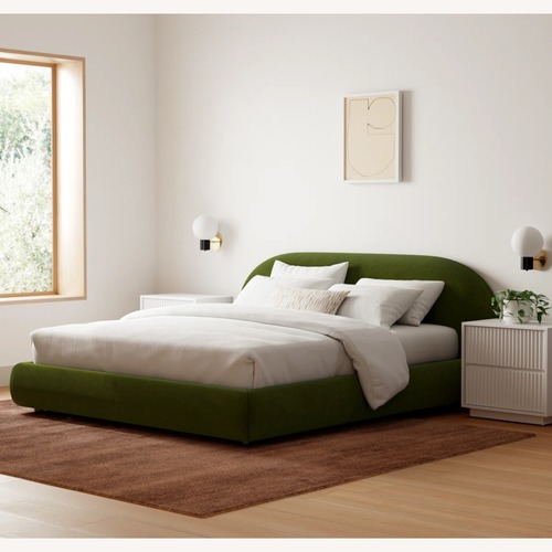 Used AllModern Sadarius Green Velvet King Bed for sale on AptDeco