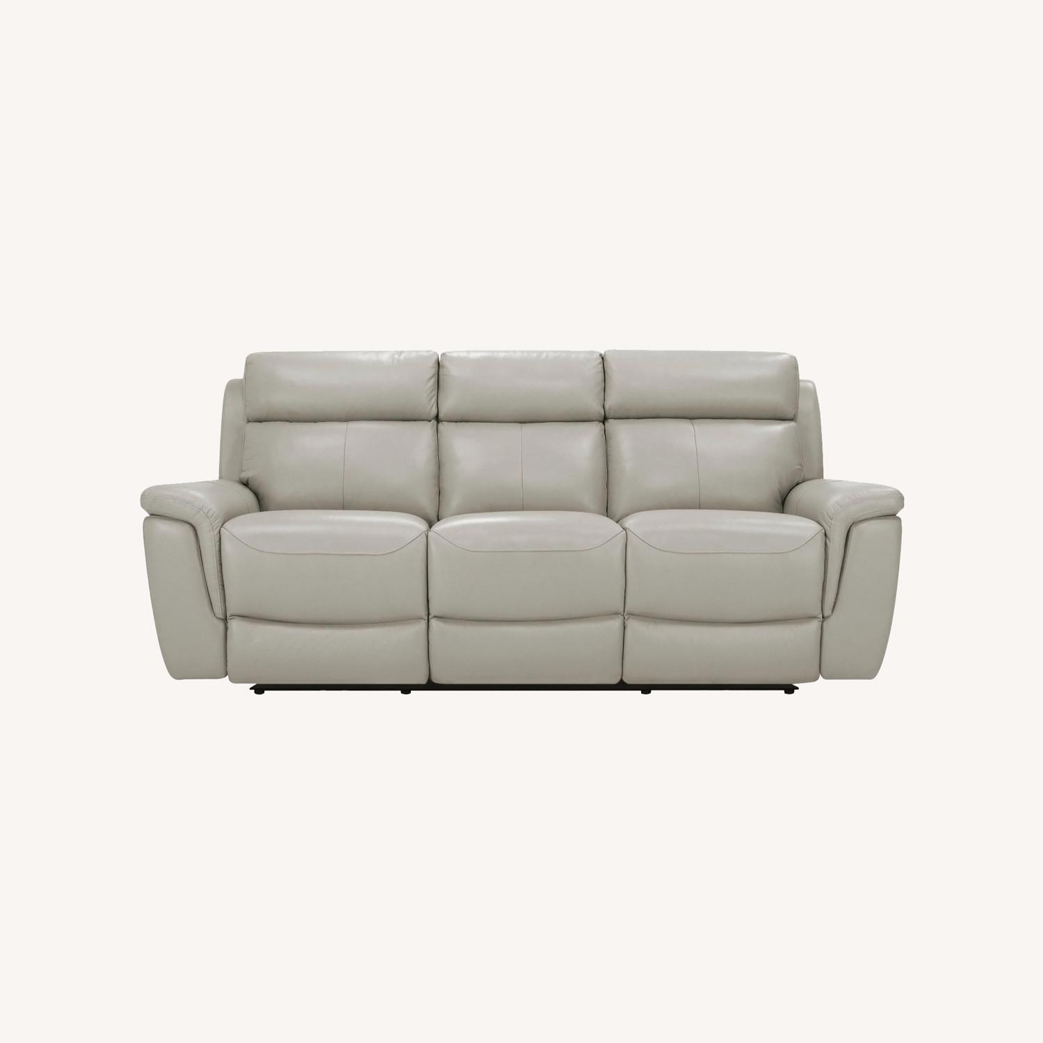 Raymour & Flanigan Light Gray Leather 3+ Seater Sofa - image-0