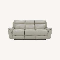 Raymour & Flanigan Light Gray Leather 3+ Seater Sofa