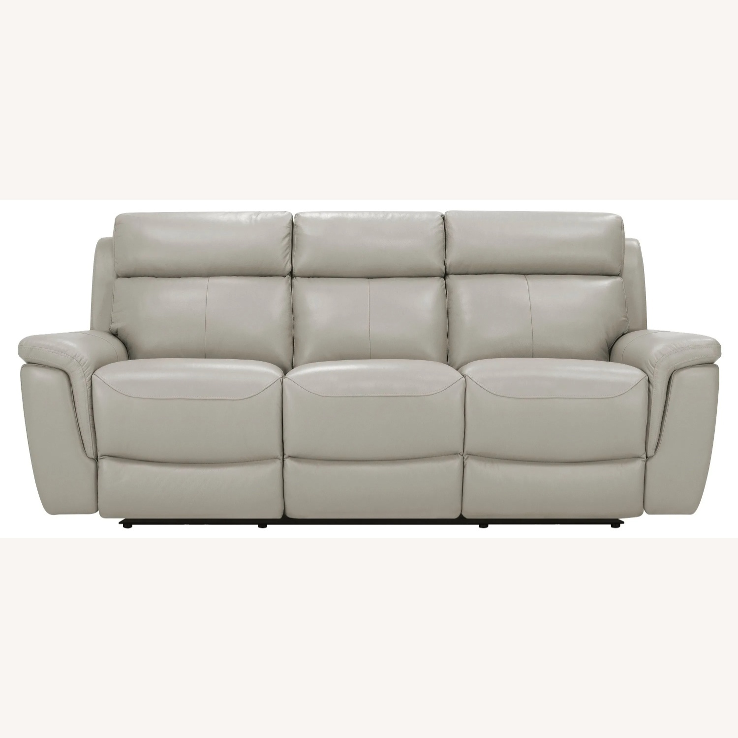 Raymour & Flanigan Light Gray Leather 3+ Seater Sofa - image-4