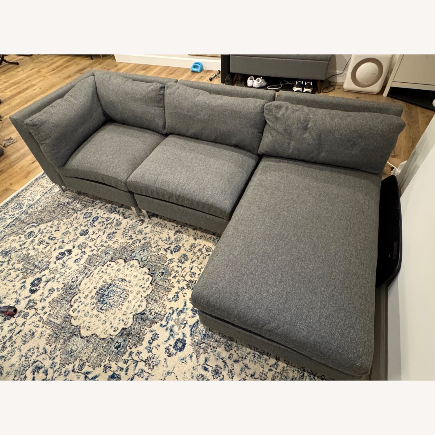 CB2 3pc Sofa Sectional with Chaise - Charcoal - image-3