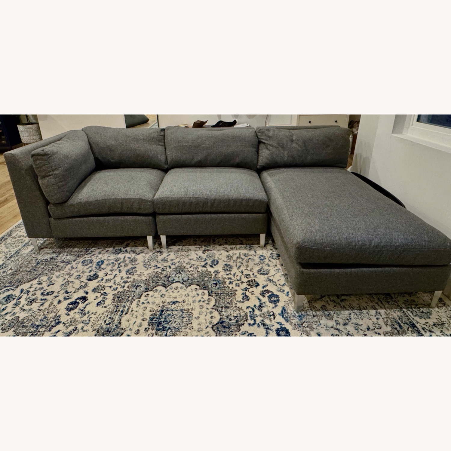 CB2 3pc Sofa Sectional with Chaise - Charcoal - image-1