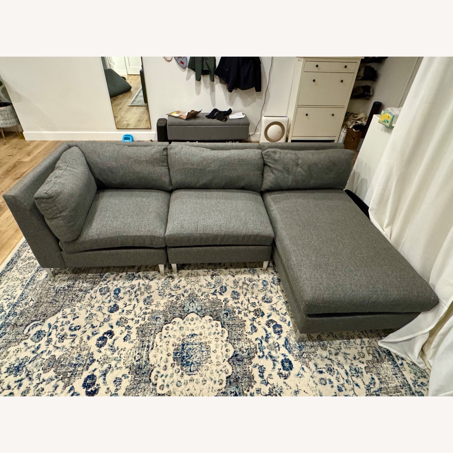 CB2 3pc Sofa Sectional with Chaise - Charcoal - image-2