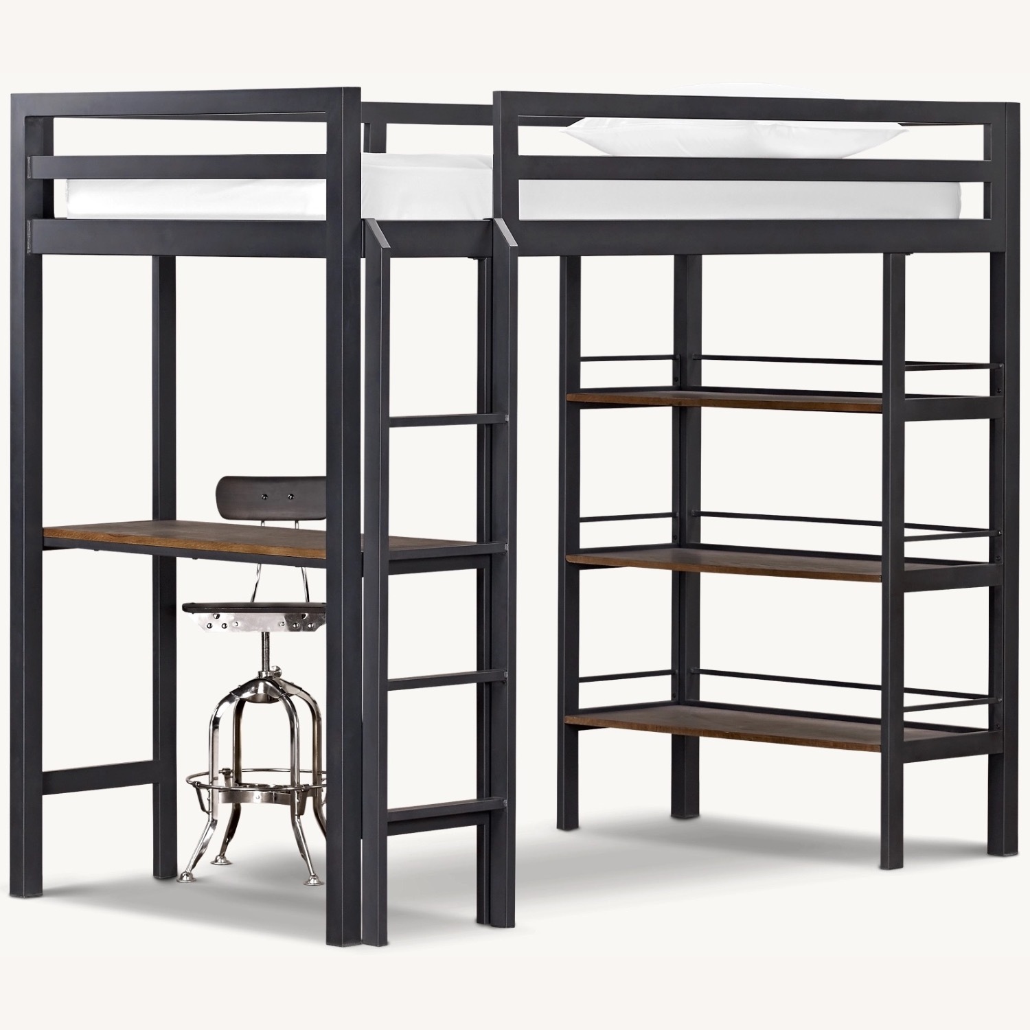 Restoration Hardware Black Metal Twin Bed - image-0