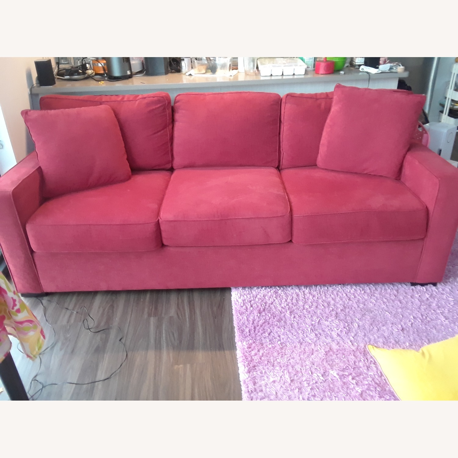 Macy's Red Fabric 3+ Seater Sofa - image-1