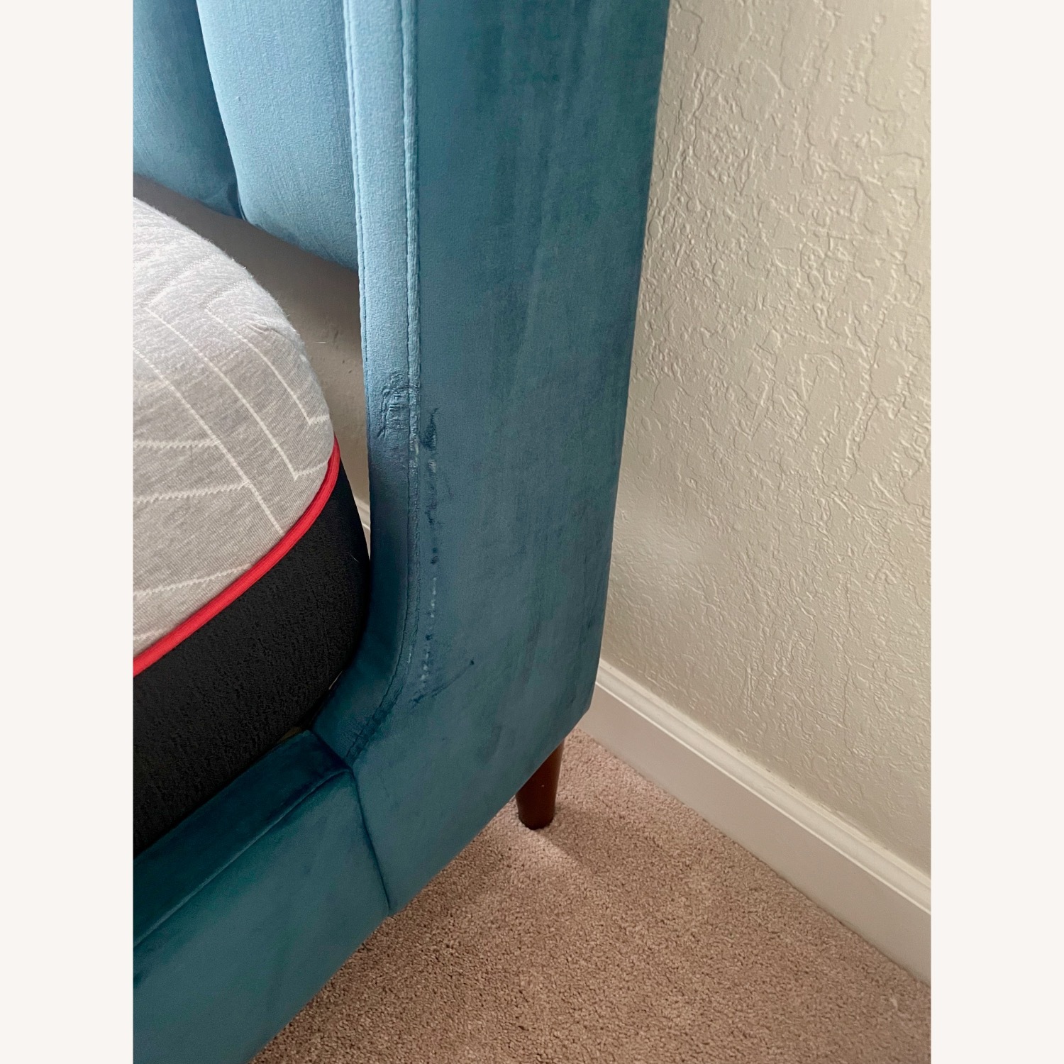 Anthropologie Blue Velvet King Bed - image-3