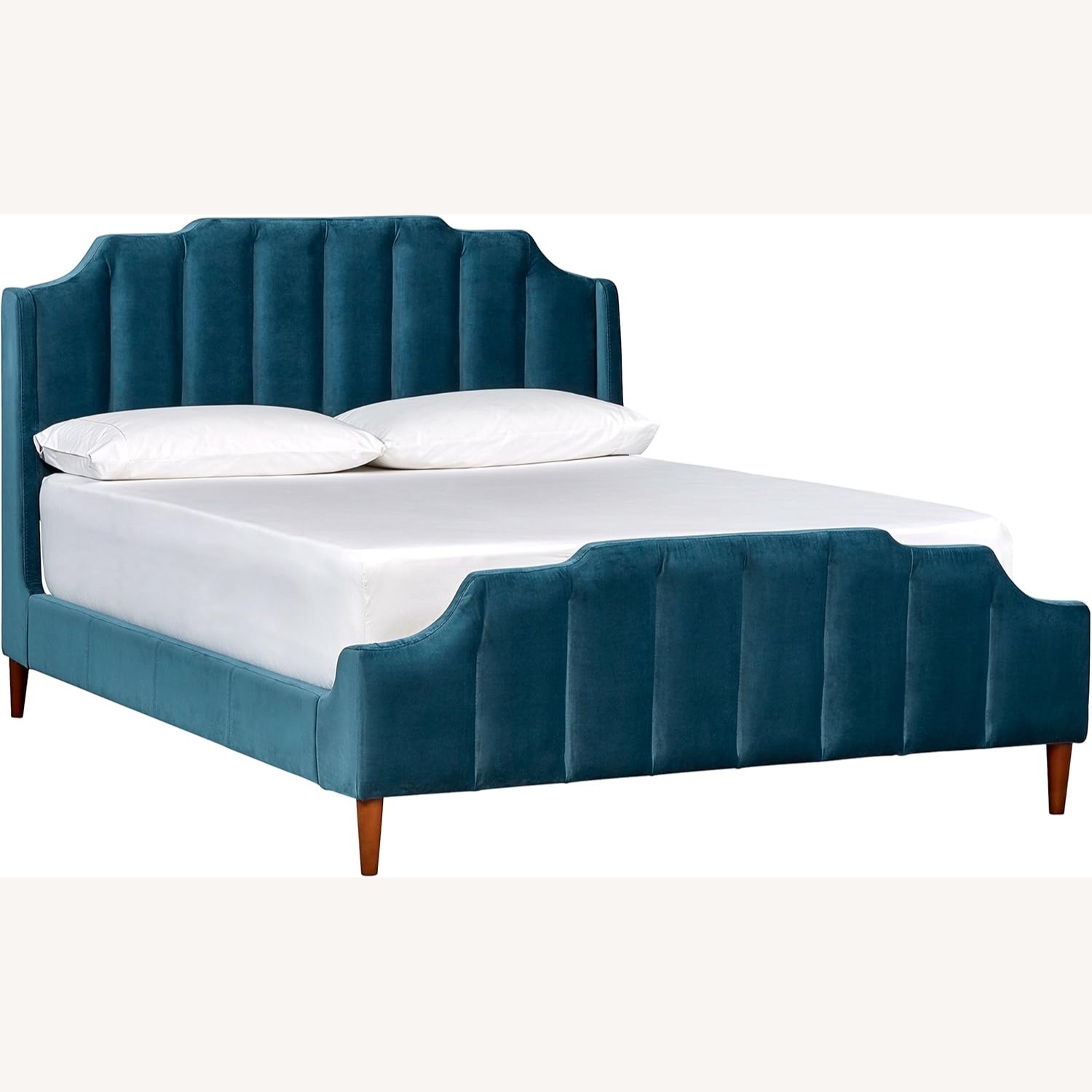 Anthropologie Blue Velvet King Bed - image-4