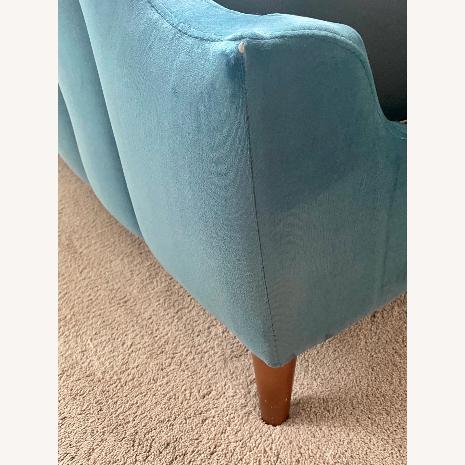 Anthropologie Blue Velvet King Bed - image-2