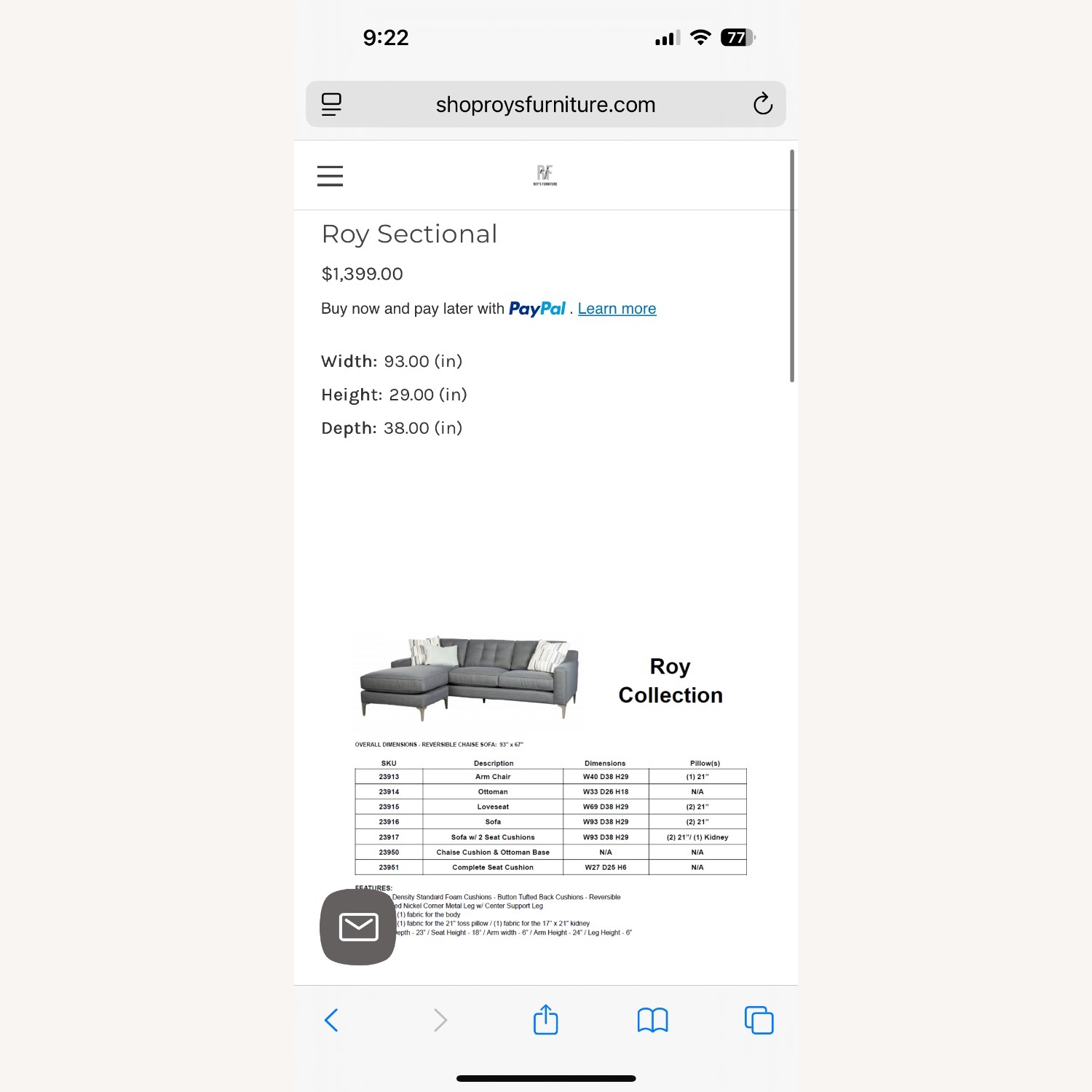 Roy's Furniture Light Gray Fabric 3+ Seater Sofa - image-2