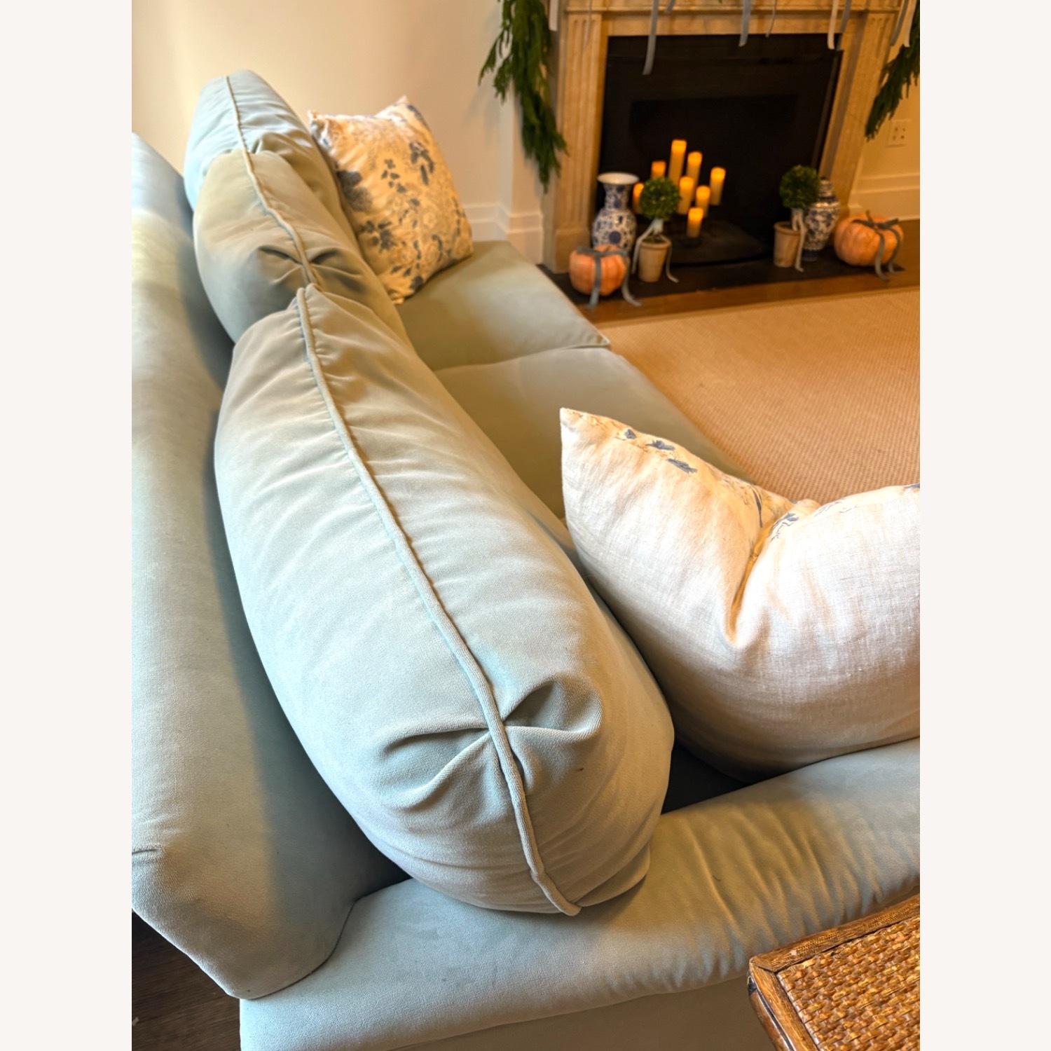 One King's Lane Blue Velvet 3+ Seater Sofa - image-2