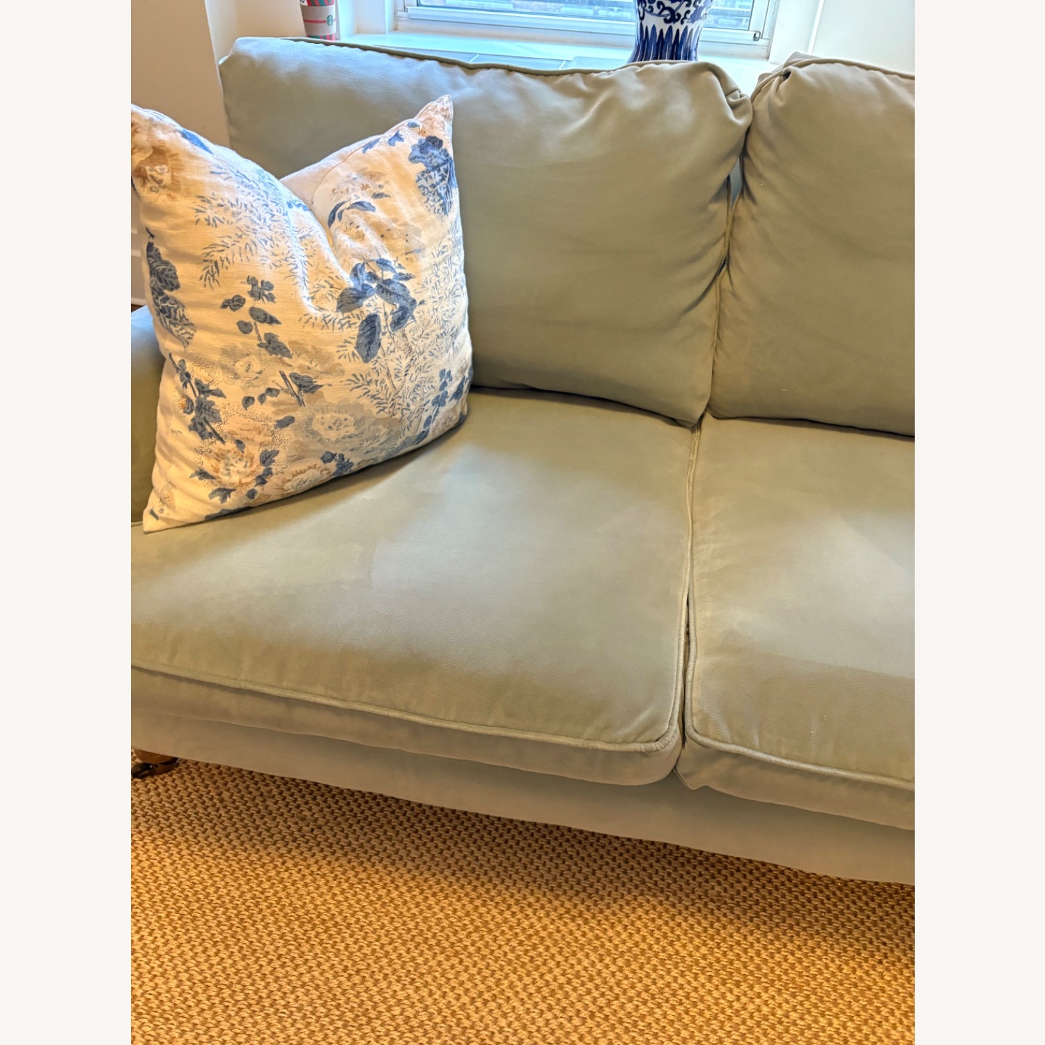 One King's Lane Blue Velvet 3+ Seater Sofa - image-4