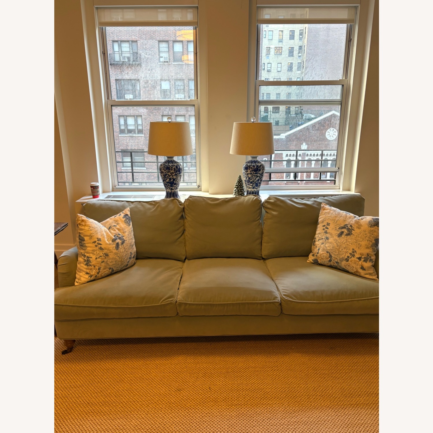 One King's Lane Blue Velvet 3+ Seater Sofa - image-3