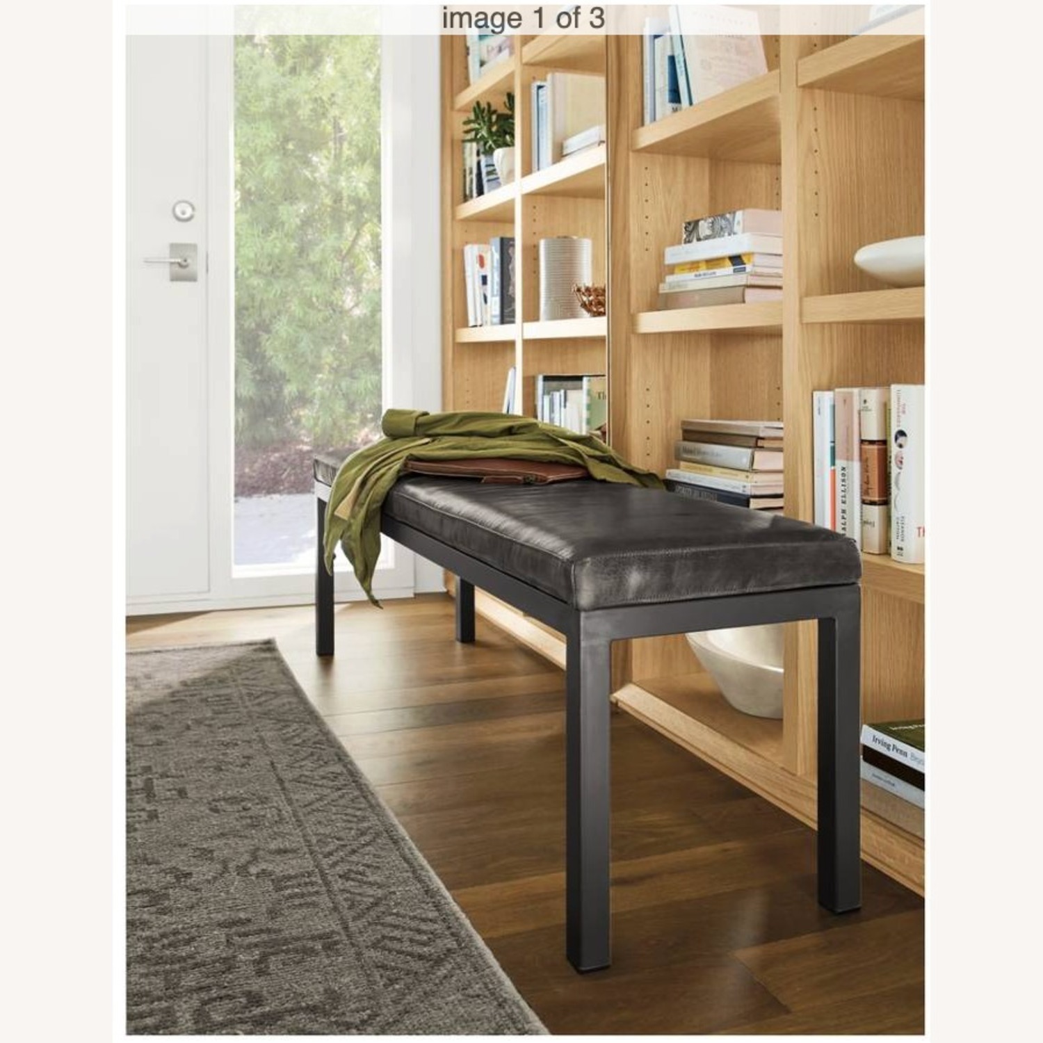 Room & Board Parsons Dark Gray Leather Bench - image-3