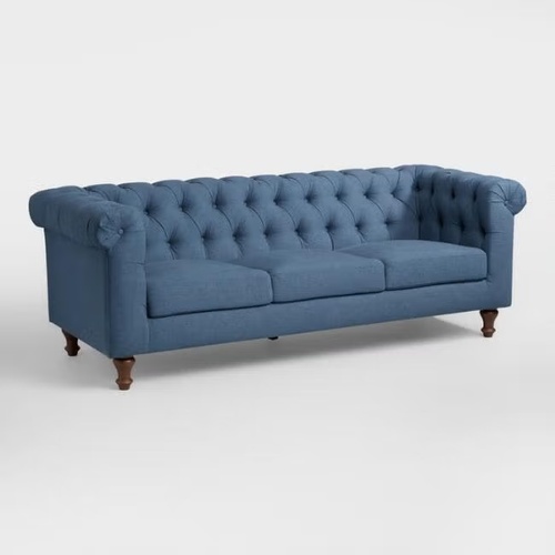 Used World Market Blue Sofa for sale on AptDeco