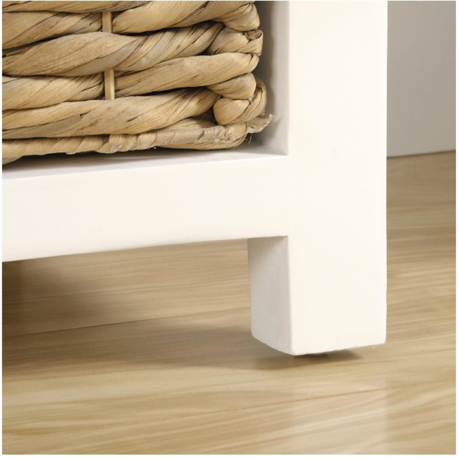 Lowe's White Wood Entry Storage Bench with Wicker Baskets - image-2