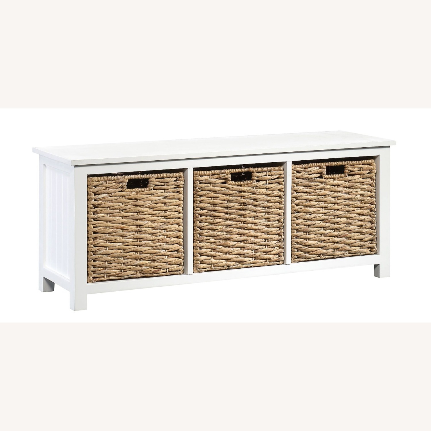 Lowe's White Wood Entry Storage Bench with Wicker Baskets - image-4