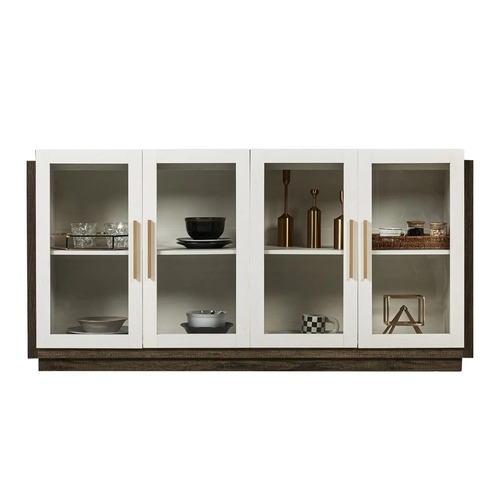 Used LED Wooden Buffet Cabinet with 4 Glass Doors for sale on AptDeco