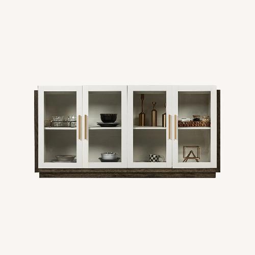 Used LED Wooden Buffet Cabinet with 4 Glass Doors for sale on AptDeco