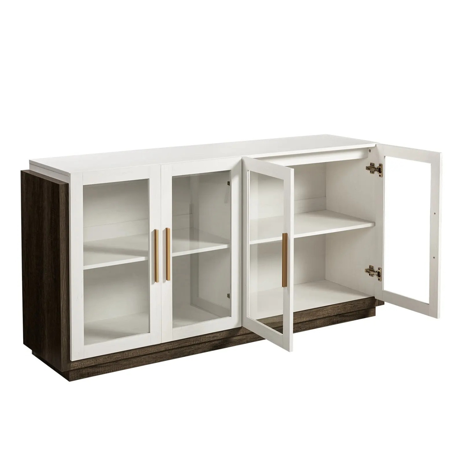 LED Wooden Buffet Cabinet with 4 Glass Doors - image-2