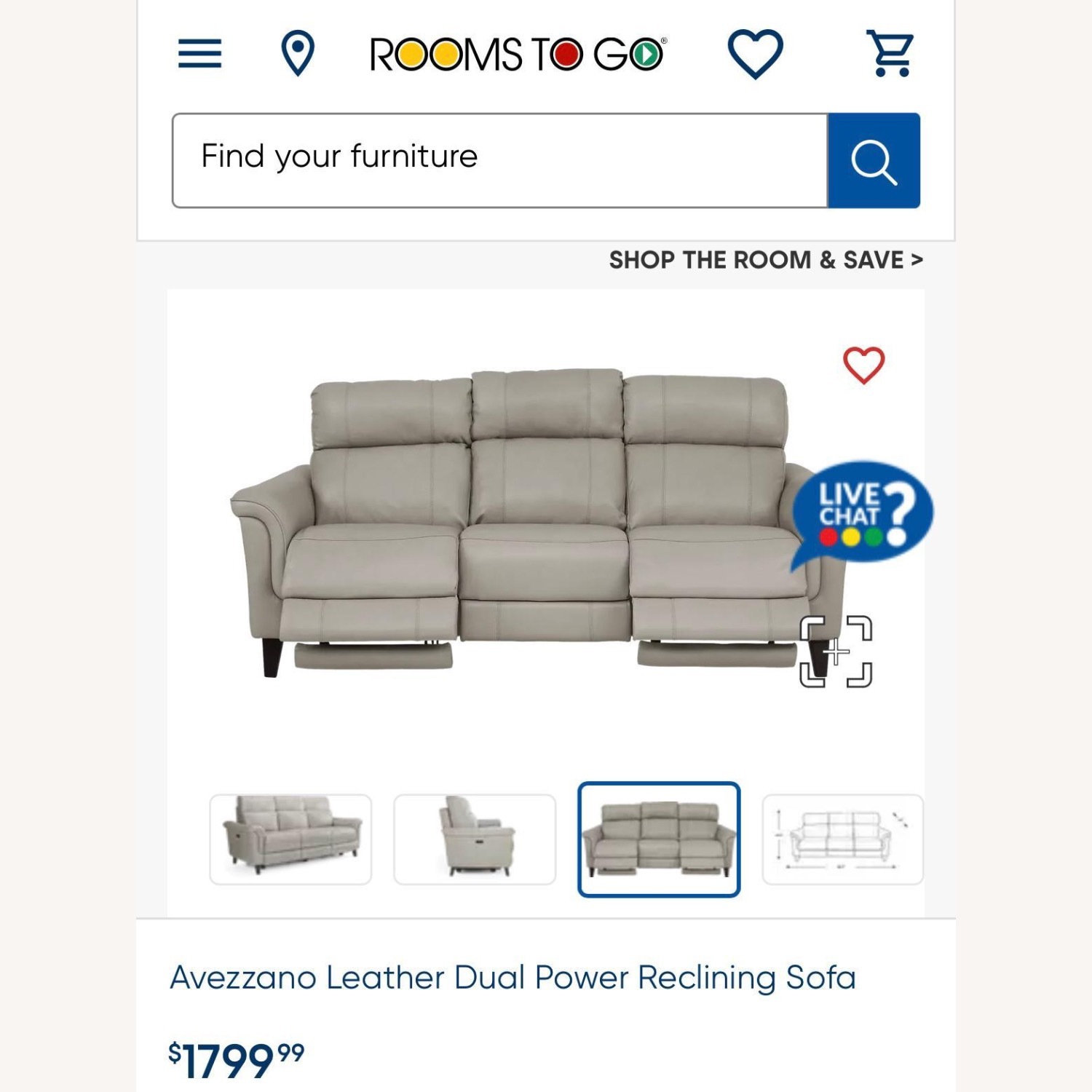 Rooms-To-Go Power Recliner 3-Seater Leather Sofa - image-8