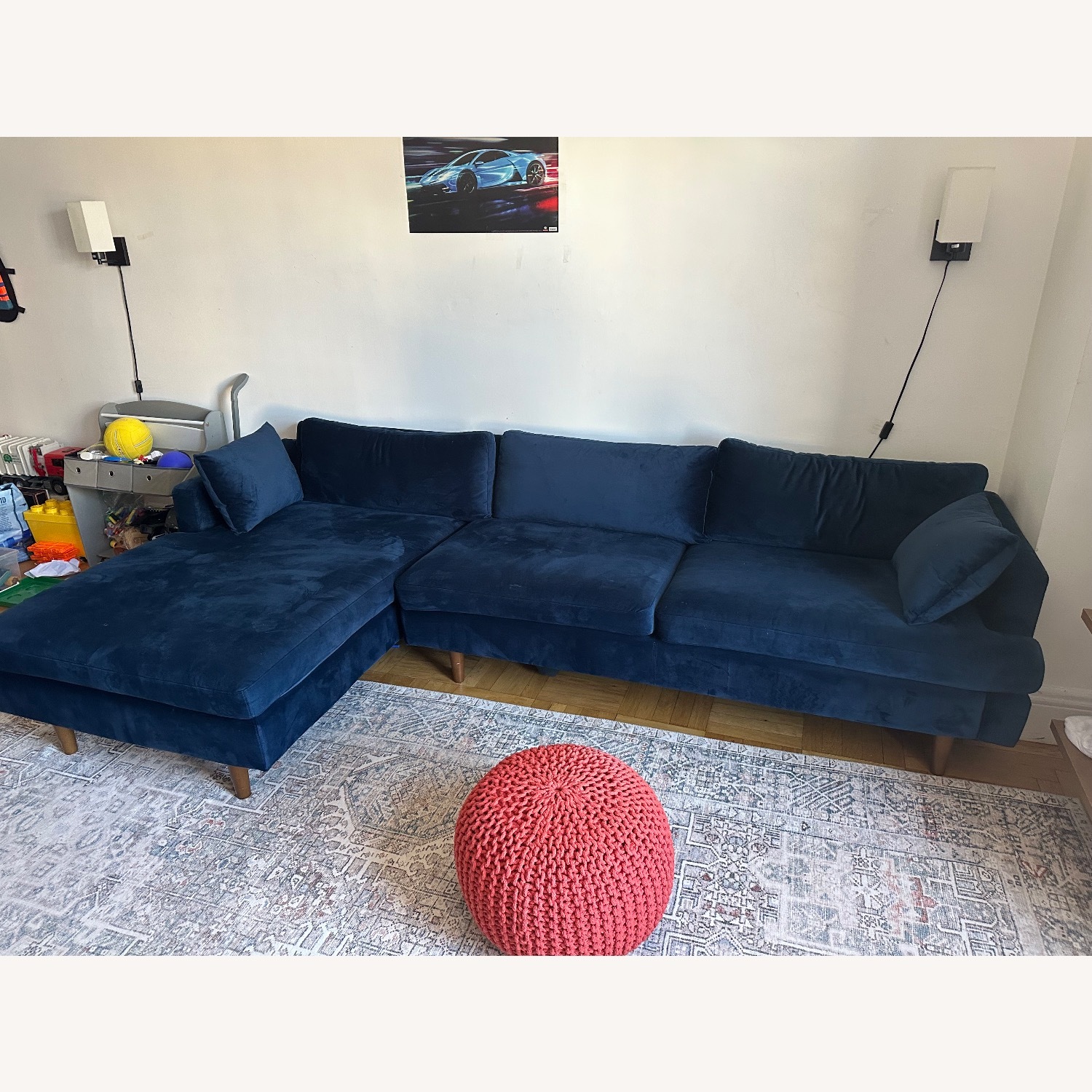 AllModern Laguna Sleek Blue Upholstered Sectional - image-1