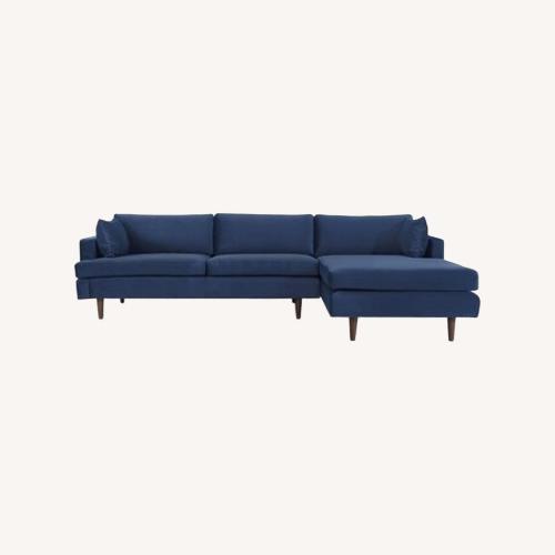 Used AllModern Laguna Sleek Blue Upholstered Sectional for sale on AptDeco