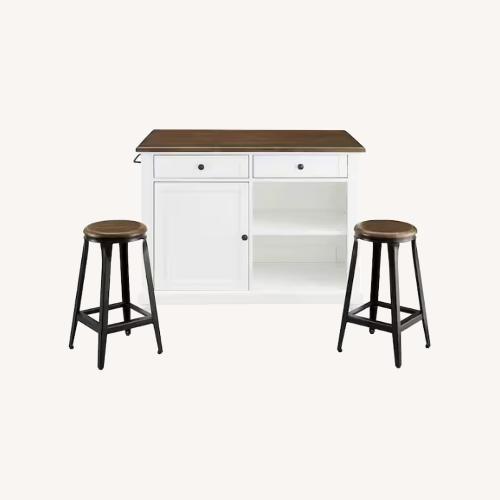 Used Kitchen Island with storage and bar stools for sale on AptDeco