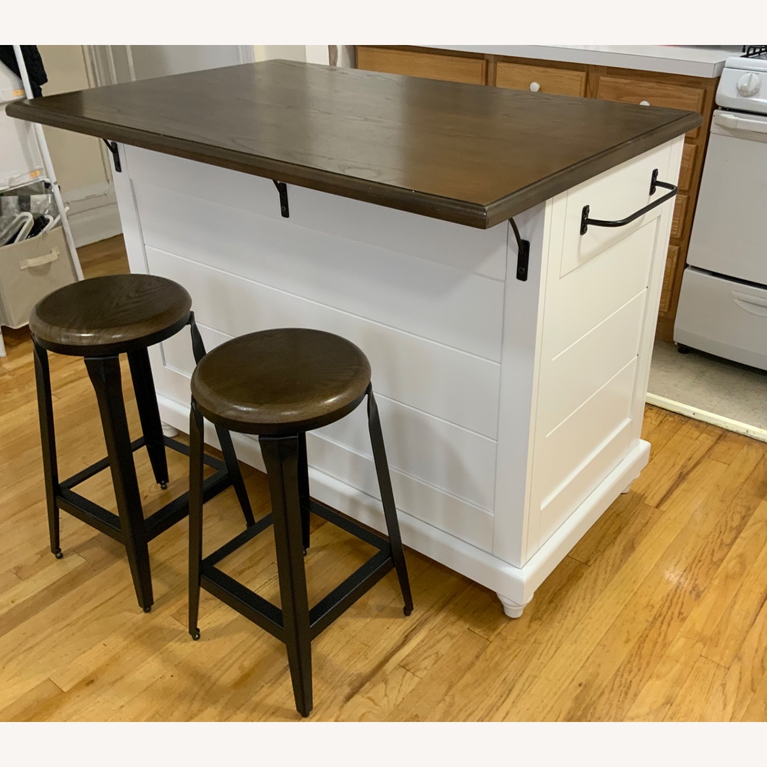 Kitchen Island with storage and bar stools - image-1