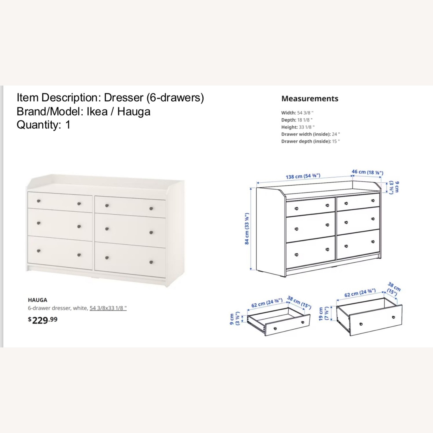 IKEA Hauga Dresser  - image-1