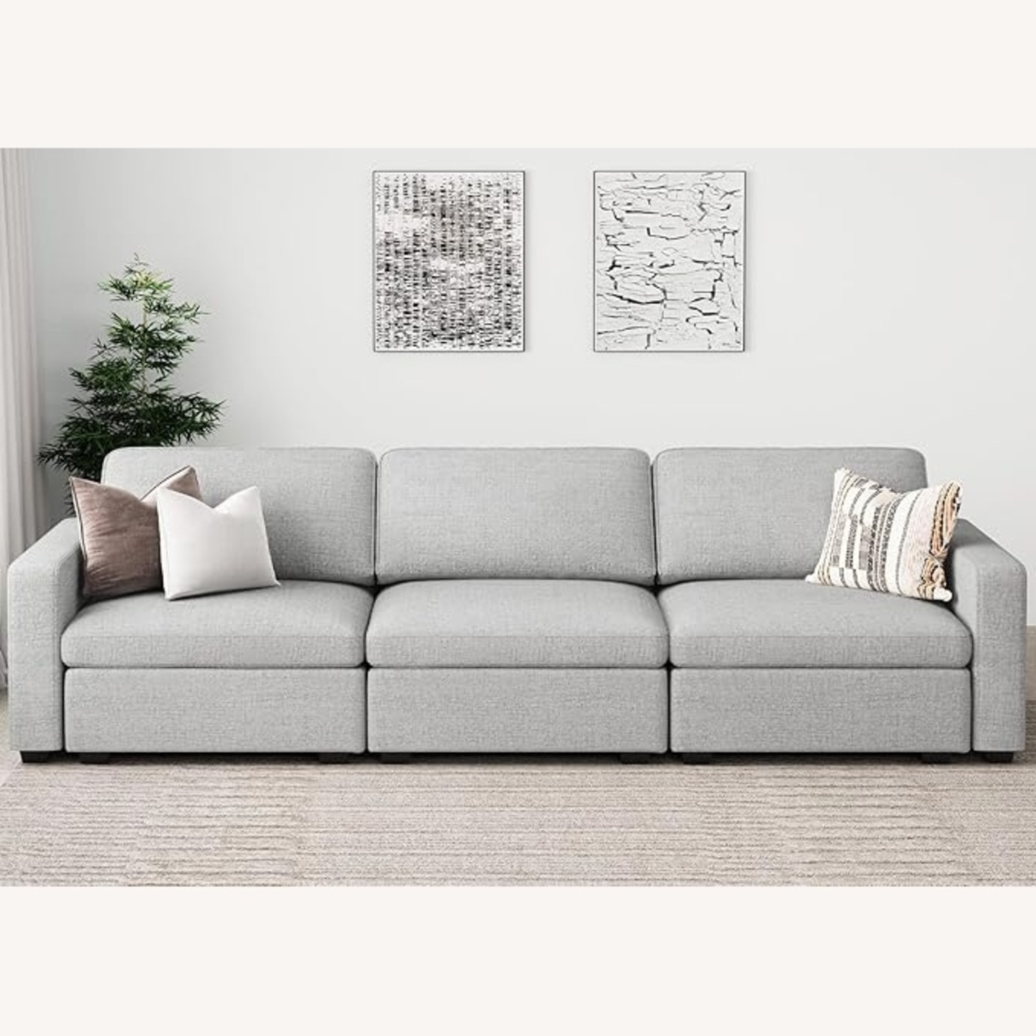 Natural Fabric 3+ Seater Sofa - image-4