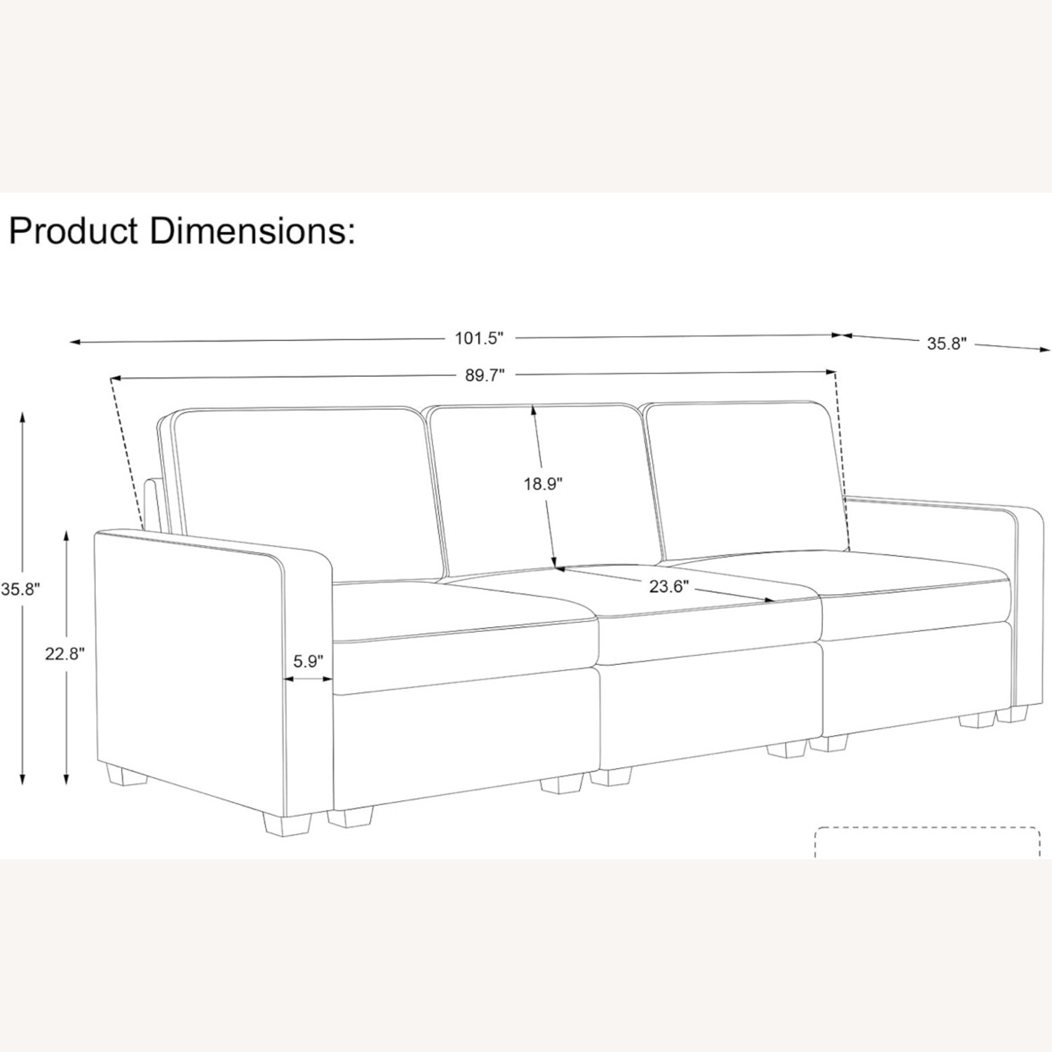 Natural Fabric 3+ Seater Sofa - image-2
