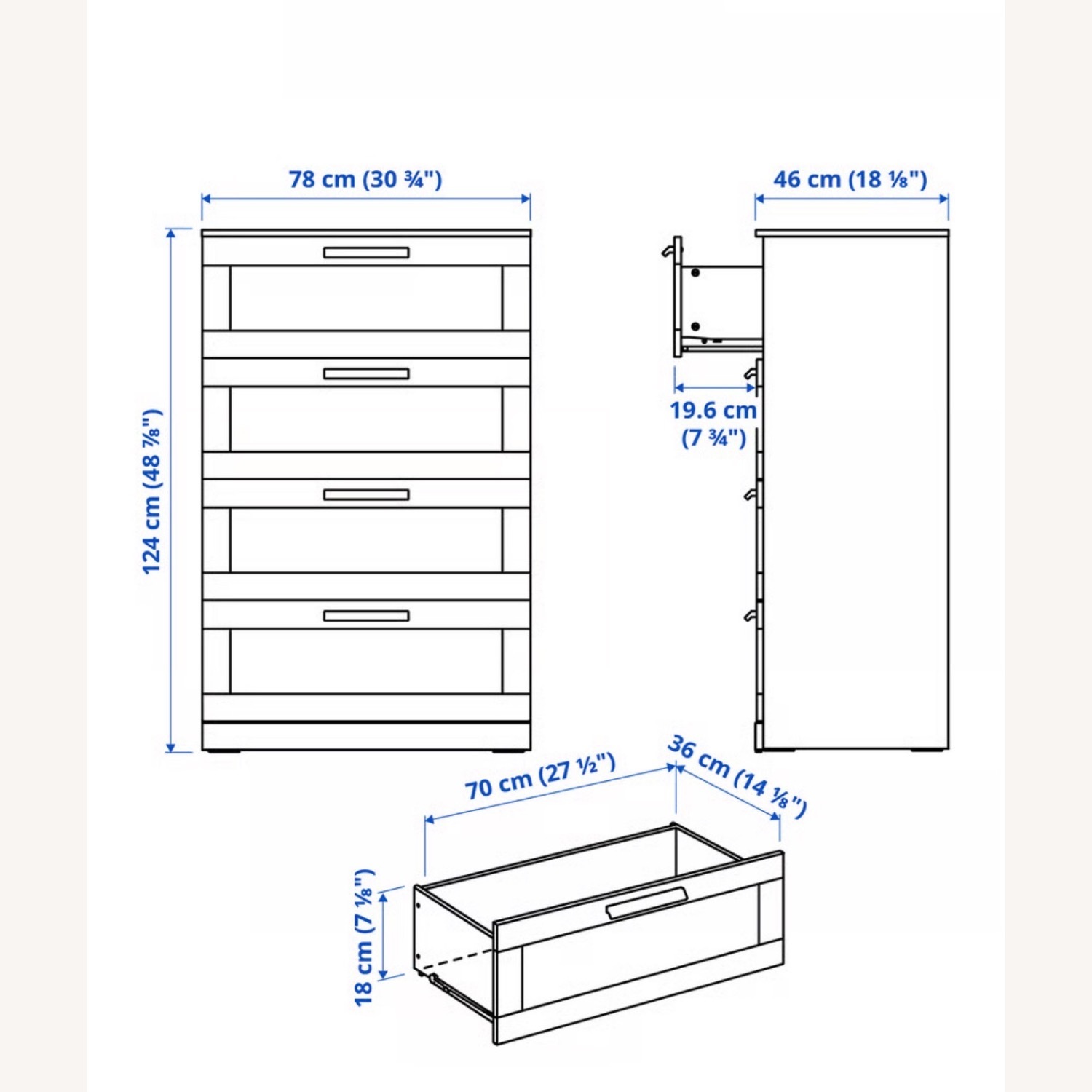IKEA Brimnes 4 Drawer White Wood Dresser - image-4