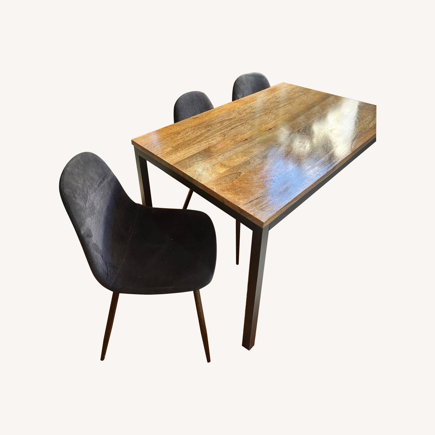 Dark Brown Wood Dining Table and 3 Chairs  - image-0