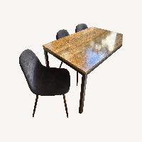 Dark Brown Wood Dining Table and 3 Chairs