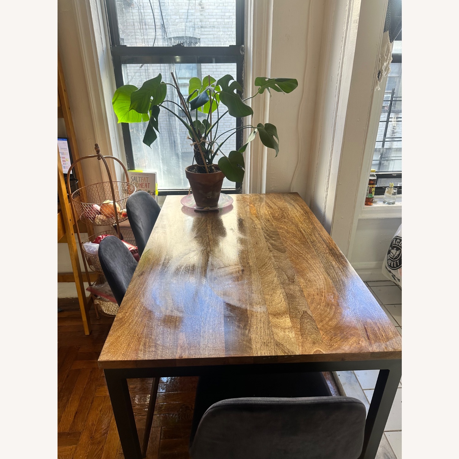Dark Brown Wood Dining Table and 3 Chairs  - image-3