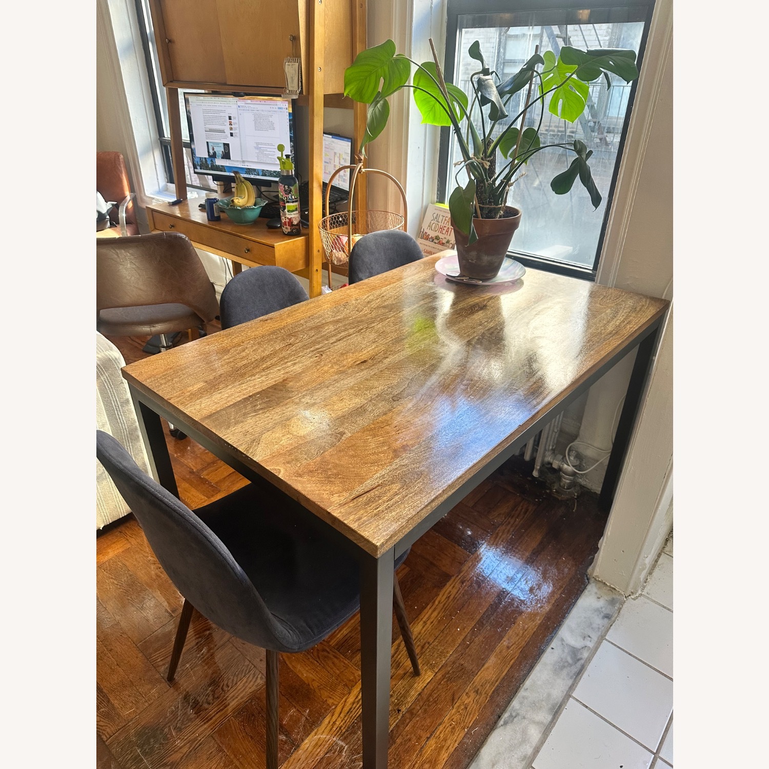 Dark Brown Wood Dining Table and 3 Chairs  - image-1